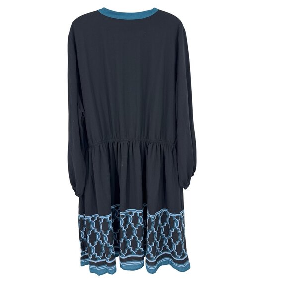 Lane Bryant Plus Size 24w Black Blue Long Sleeve Dress NEW $89 - Picture 4 of 6